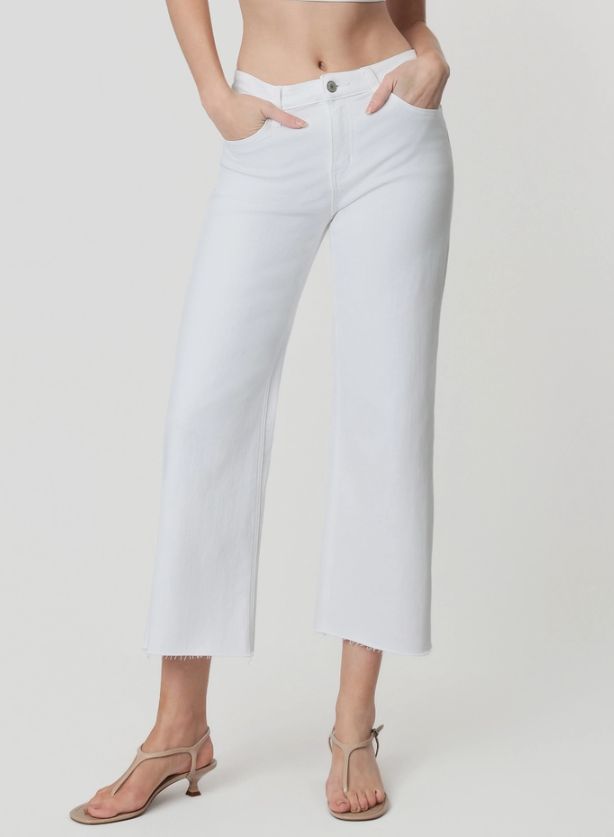 Olivia | High Rise | Crop Wide Leg Jeans, Color: Optic White, Size: 2/26