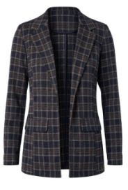Boyfriend Blazer, Color: Navy Tan Plaid, Size: Small