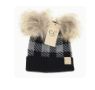 Baby Double Pom Stocking Hat, Color: Buffalo Check