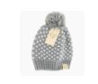 Kids Heart Knit Pom Beanie, Color: Light Grey/Ivory