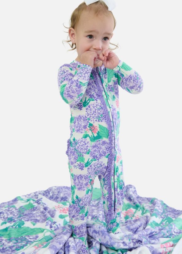 Purple Hydrangea Footed Ruffle Pajamas
