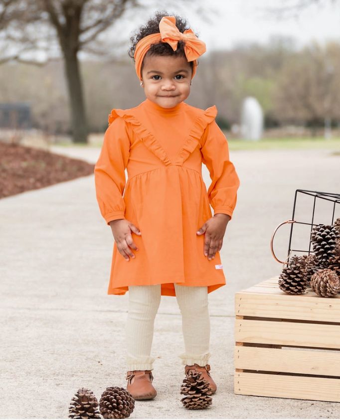 Girls Rib Knit Footless Ruffled Tights