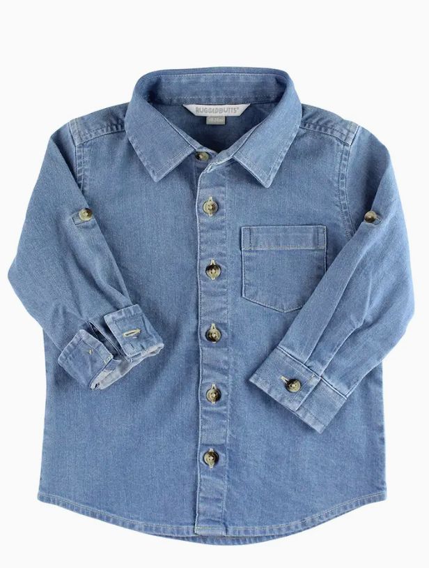 Light Wash Long Sleeve Button Down Shirt