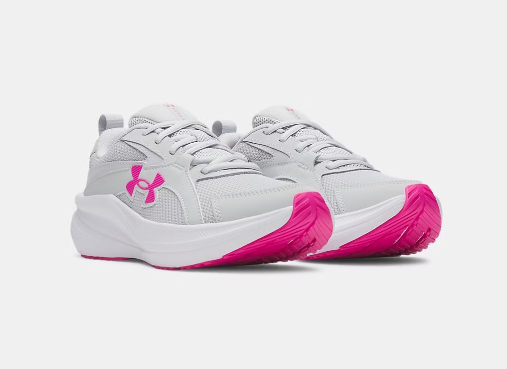 Girls Charged + Assert 11, Color: Halo Gray/Rebel Pink: 014, Size: 10.5, Type: Kids (AC)