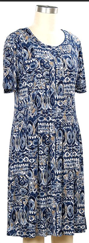 Fae Geo Print Dress, Color: Blue Tan, Size: Small