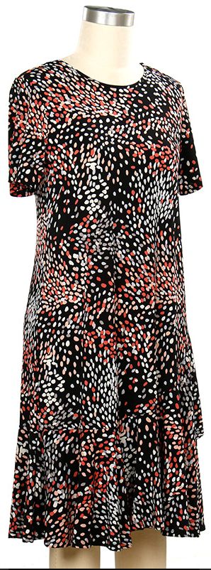 Simone Multi Dot Print Dress, Color: Black Coral Grey, Size: Small