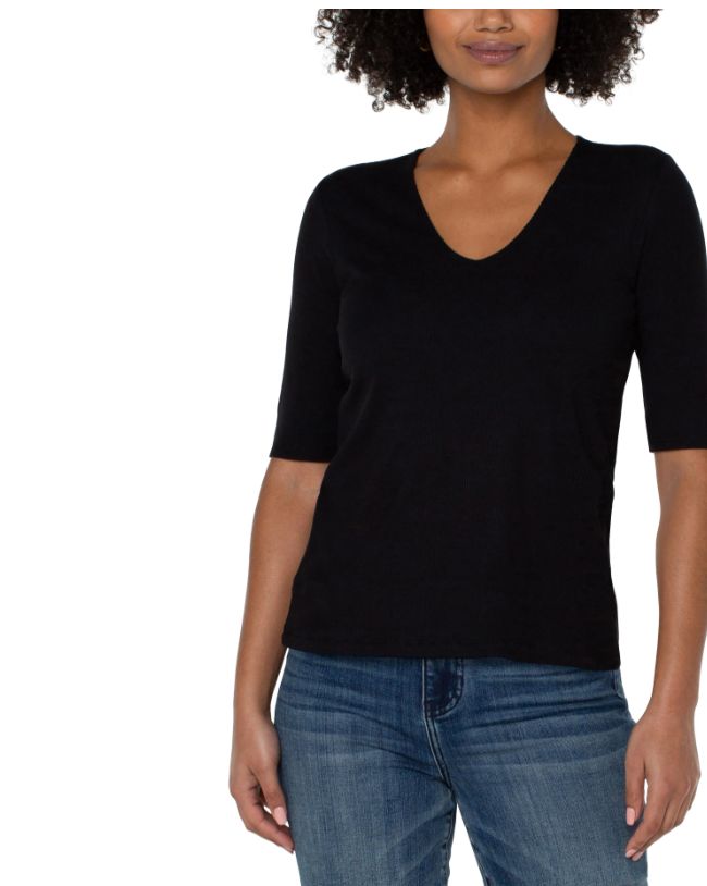 Double Layer V-neck Rib Knit Top