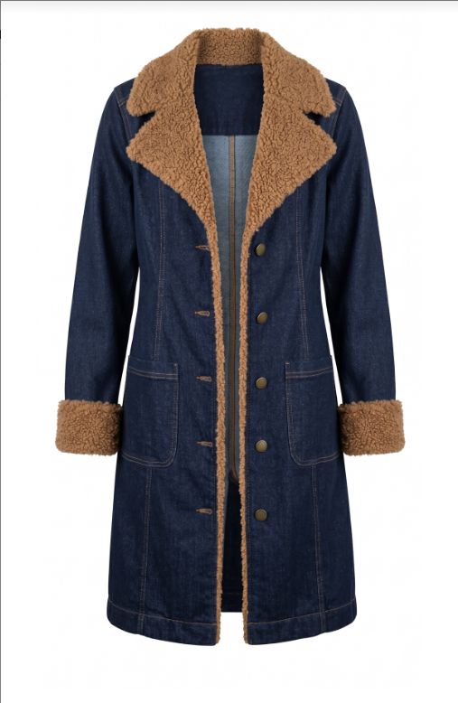 Sherpa Trimmed Notch Collar Jacket
