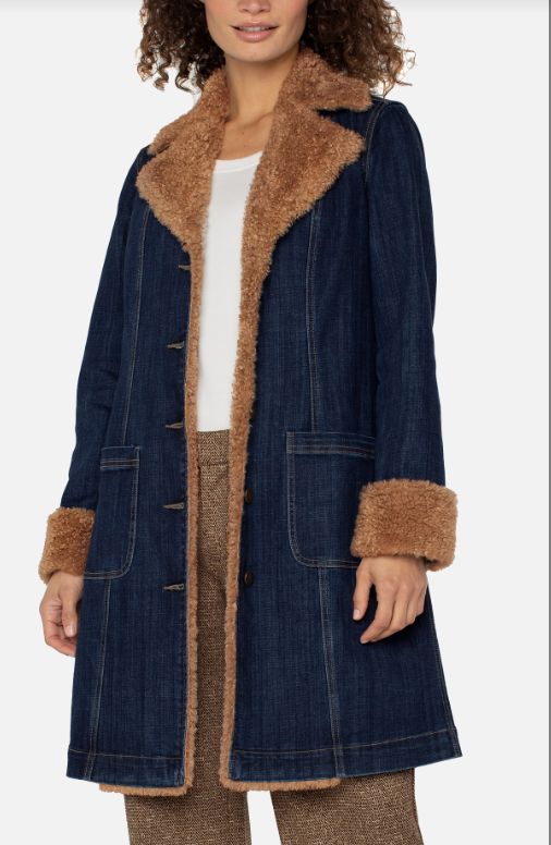 Sherpa Trimmed Notch Collar Jacket, Color: Cinder Bloom, Size: Small
