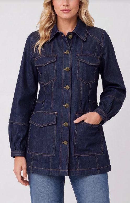Lantern Sleeve Denim Jacket, Color: Edgewater Rinse, Size: Small