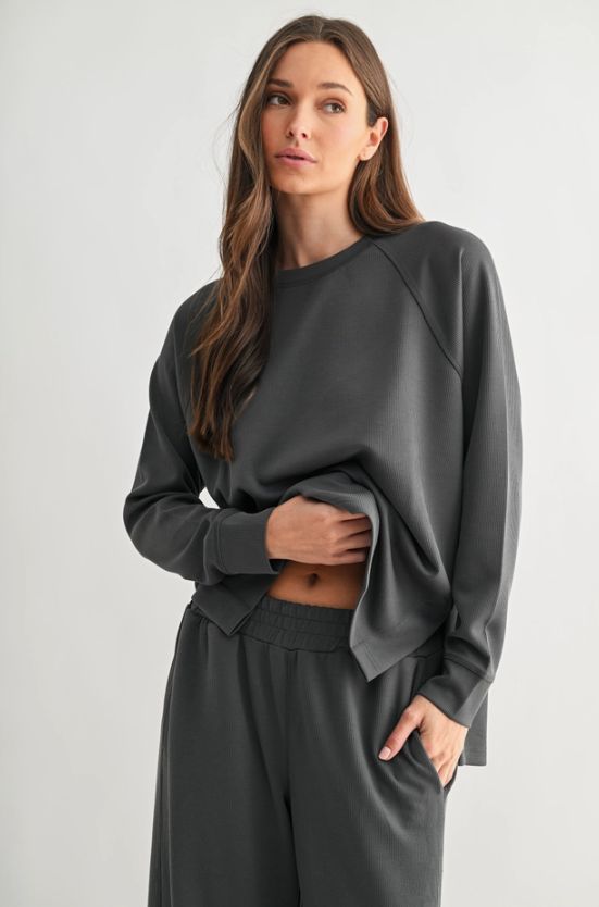 Luxe Sand Wash Rib Raglan Long Sleeve