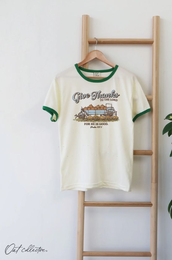 Give Thanks To the Lord Ringer Graphic Top