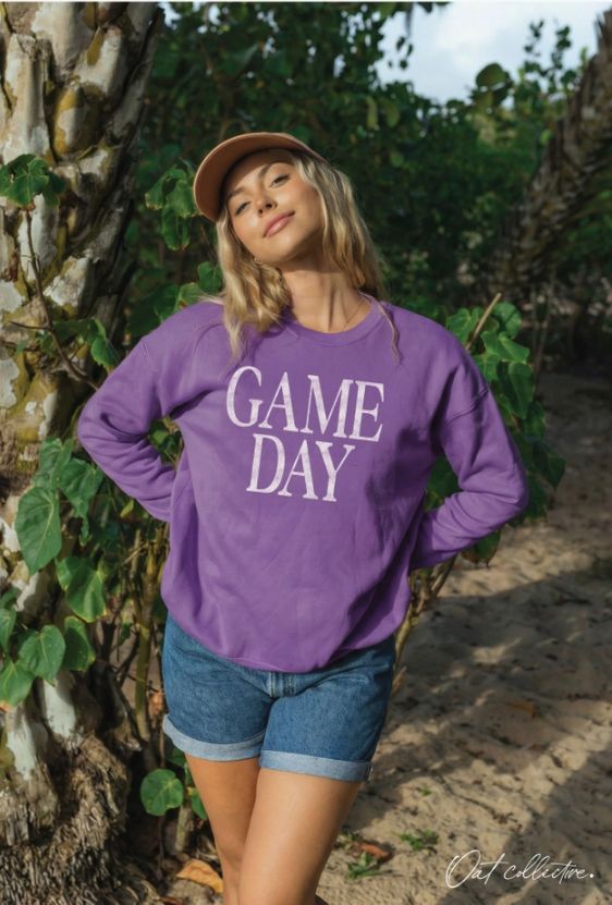 Game Day Graphic Sweatshirt, Color: Heather Purple, Size: Small