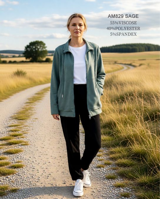 Soft Stream Zip Up Jacket, Color: Sage, Size: Small