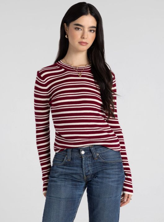 Irvine Top, Color: Berry Ivory Stripe, Size: Small