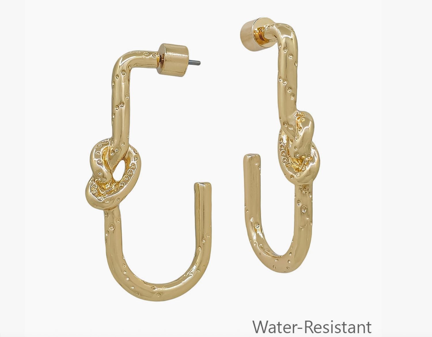 Gold U Shape Knot Stud Earrings
