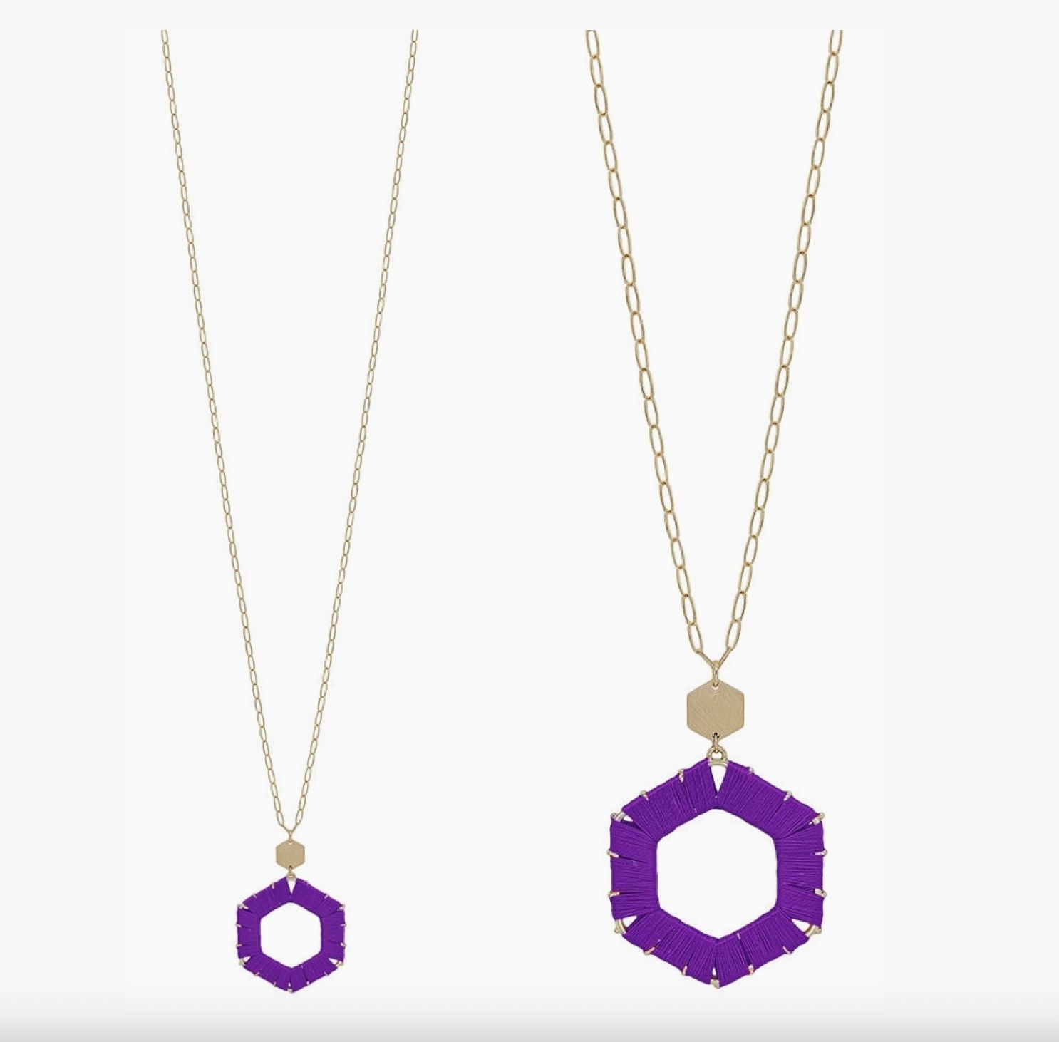 Purple Threaded Hexagon 34" Necklace