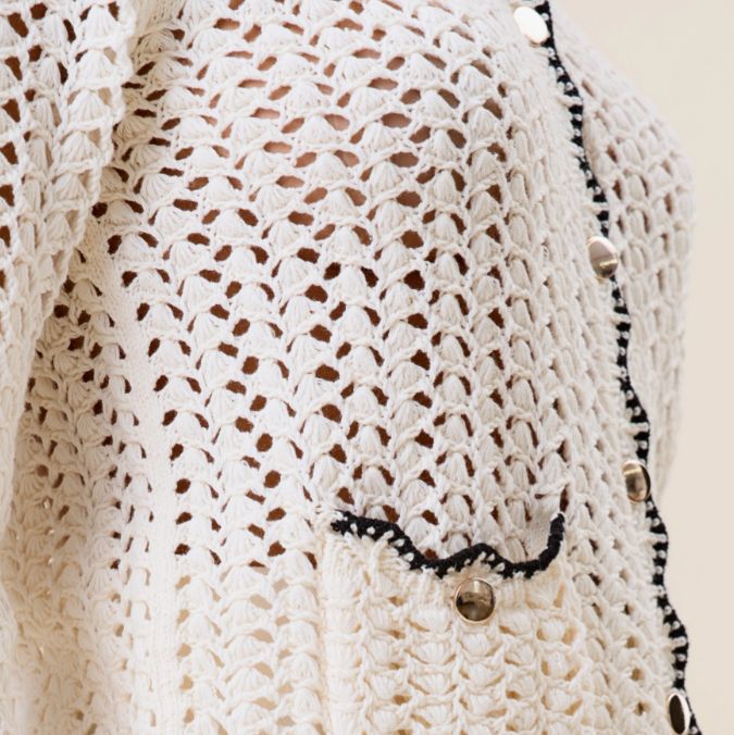 Open work Contrast Knit Cardigan