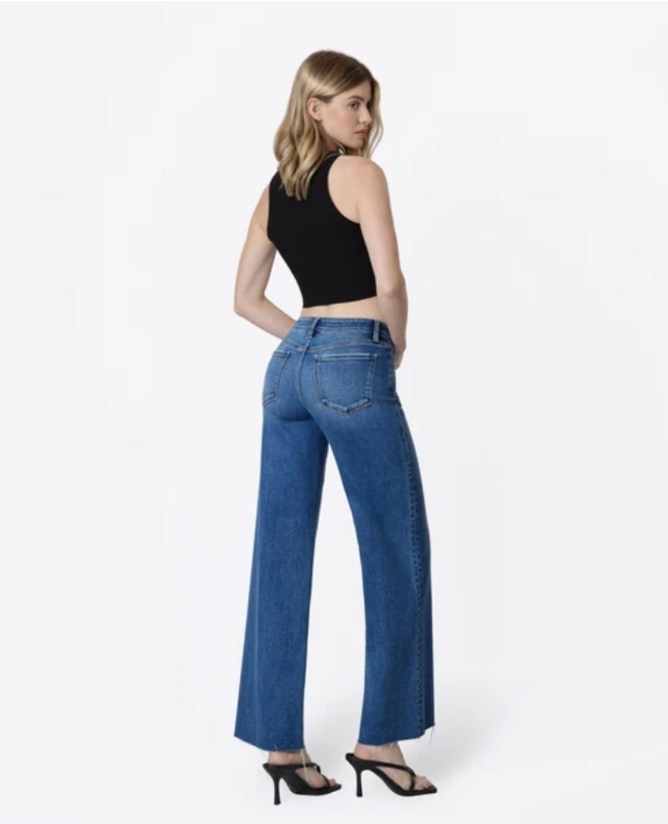 Dashing | Mid Rise | Wide Leg | Clean Cut Raw Hem Jeans