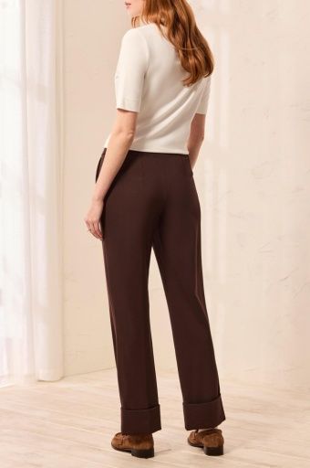 Luxury Twill Straight Leg Cuffed Pull-on Pants