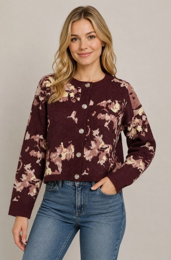 Vintage Floral Jacquard Cardigan
