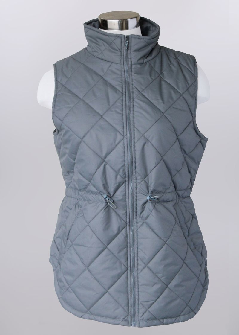 Quilted Adjustable Vest, Color: Pewter, Size: Small