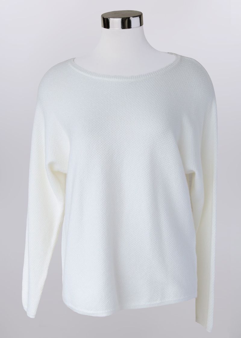 Boatneck Knit Sweater, Color: Ivory, Size: Small