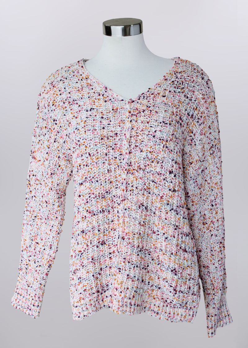 Mulitcolored V-Necked Sweater, Color: Multicolored, Size: Small