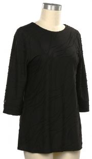Good to Know 3/4 Sleeve Novelty Top, Color: Black, Size: Small