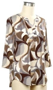 Fresh Idea 3/4 Sleeve Abstract Print Top