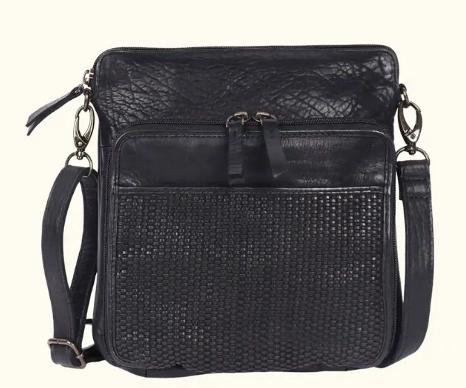 Matilde Washed Leather Bag, Color: Black