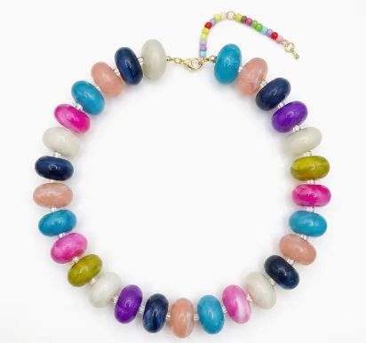 Dopamine Colorful Boho Beaded Necklace Handmade, Color: Assorted
