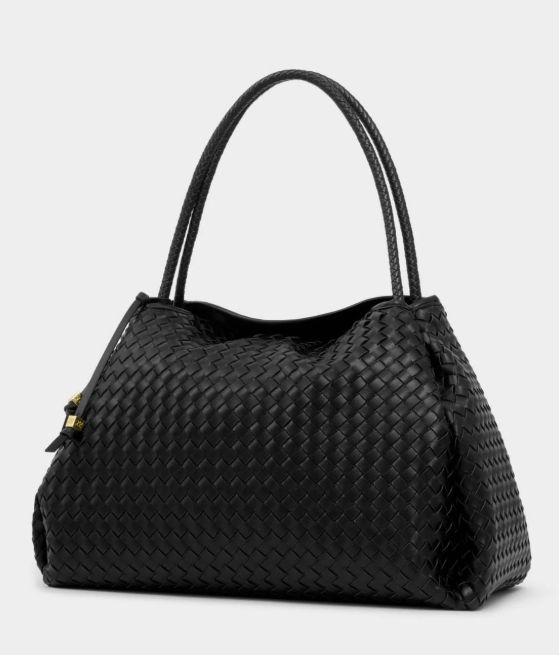 Nova Hand Woven Large Shoulder Bag, Color: Black