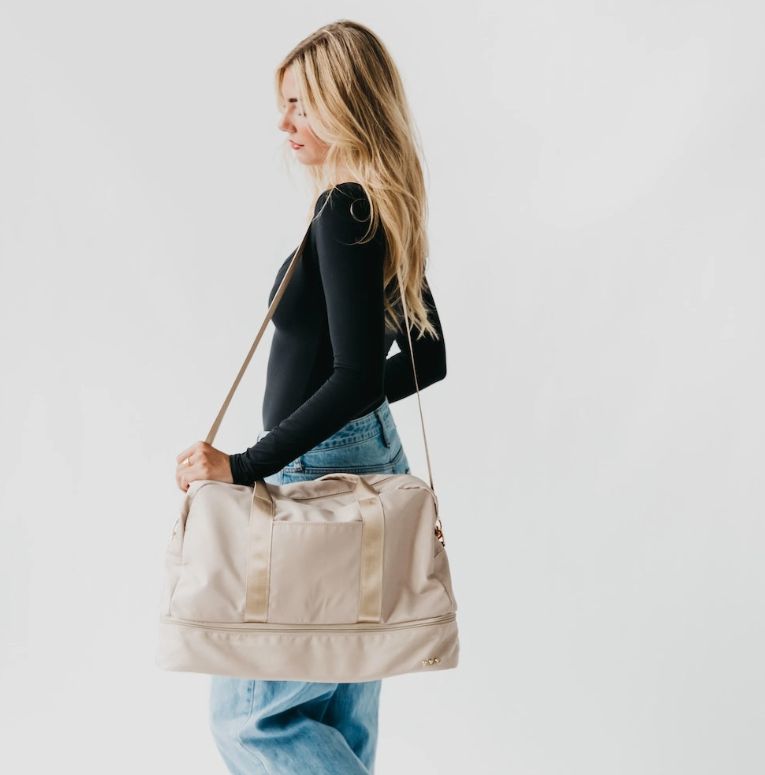 Nissa Nylon Weekender Bag, Color: Cream