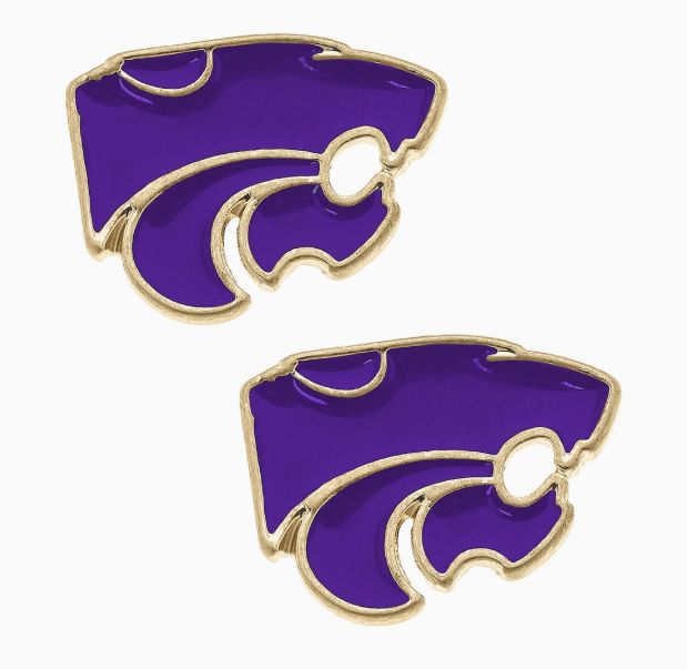 Kansas State Wildcats Enamel Logo Stud Earrings Gold