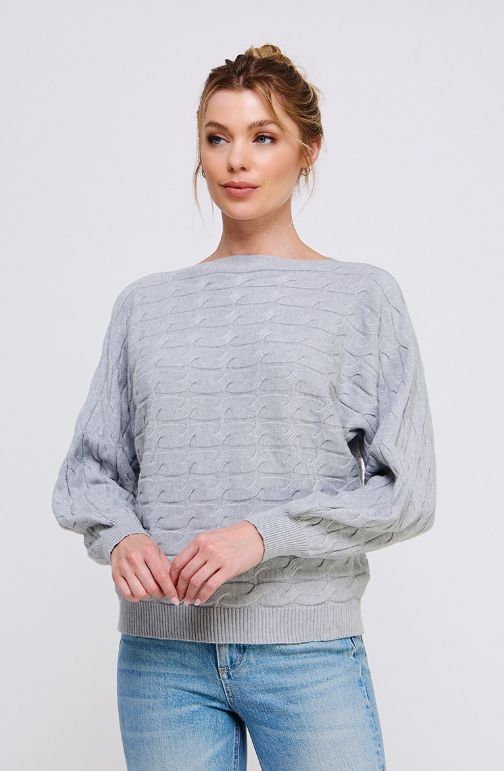 Dolman Fine Gauge Cable Knit Sweater