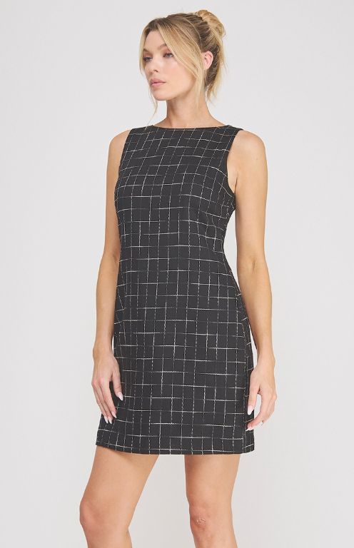 Grid Pattern Mini Dress