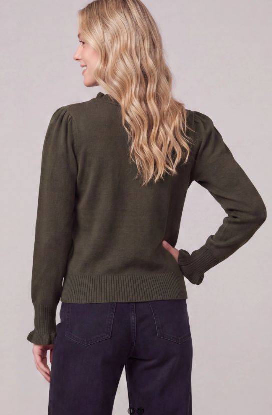 Long Sleeve Ruffled Neck Sweater Top