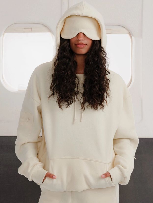 Airplane Mode Travel Hoodie, Color: Bone, Size: Small