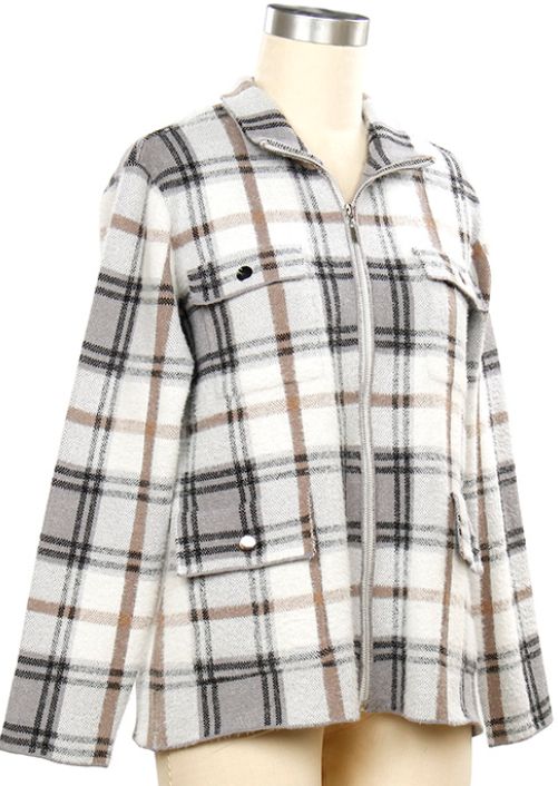 Long Sleeve Sherese Plaid Sweater Jacket