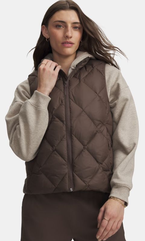 UA Legend Down Women's Vest, Color: Peppercorn / Kona Brown, Size: Small