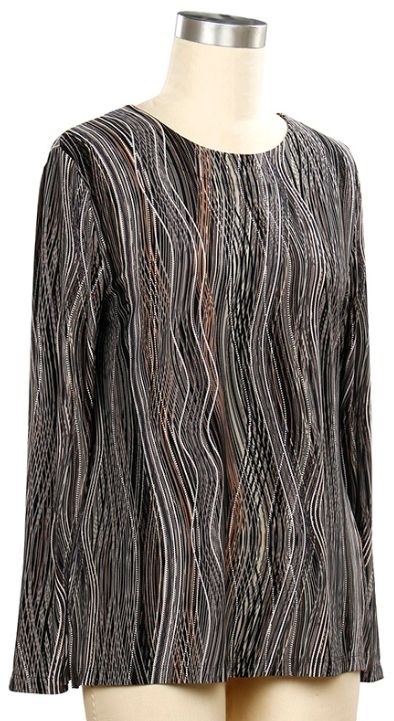 Curve Print Top, Color: Grey Heather Black, Size: Small