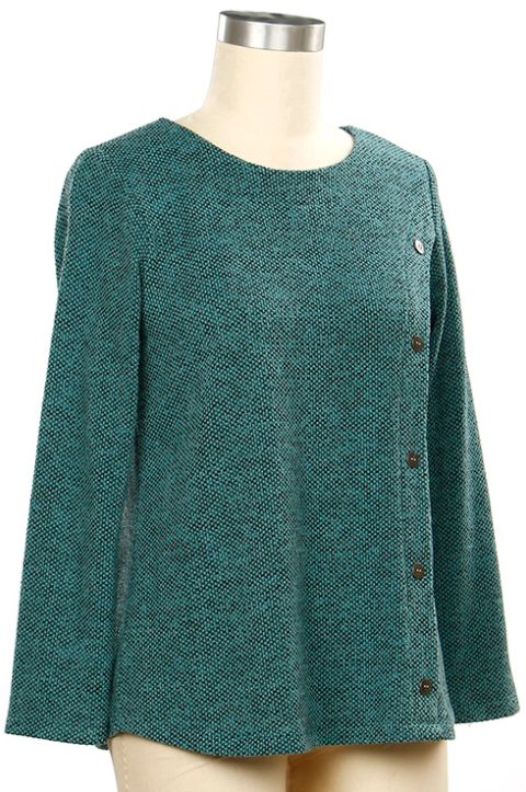 Vice Versa Novelty Solid Button Top, Color: Gemstone, Size: Small