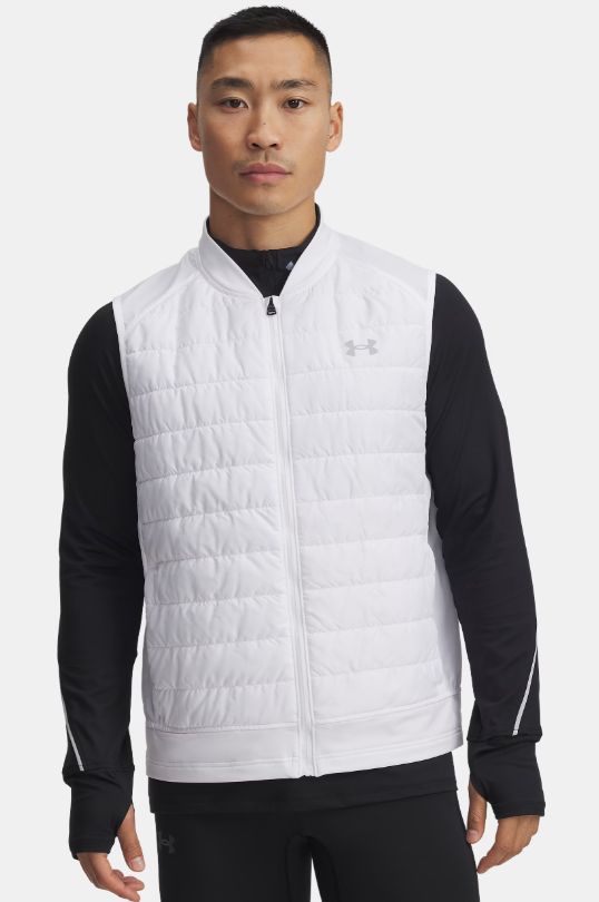 UA Launch Insulated Men's Vest, Color: White/Reflective, Size: Large