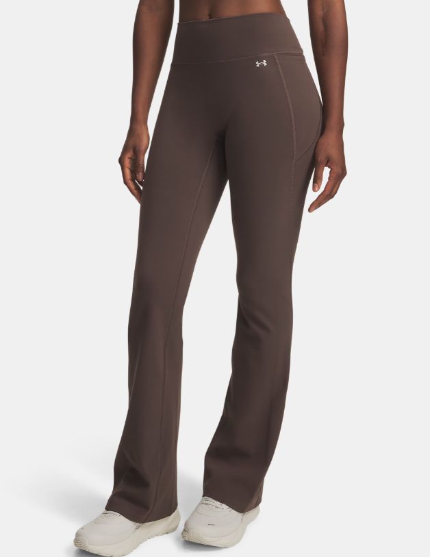 UA Motion Women's Boot Cut Pants, Color: Peppercorn/White, Size: X-Small