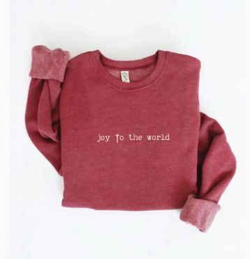 Joy To The World | Embroidered | Sweatshirt, Color: Maroon, Size: Small