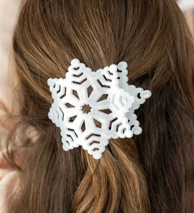 Glitter Snowflake Flat Hair Clip