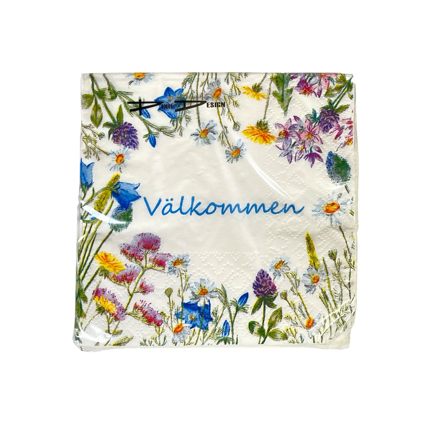 Napkin S, flowers w/Valkommen