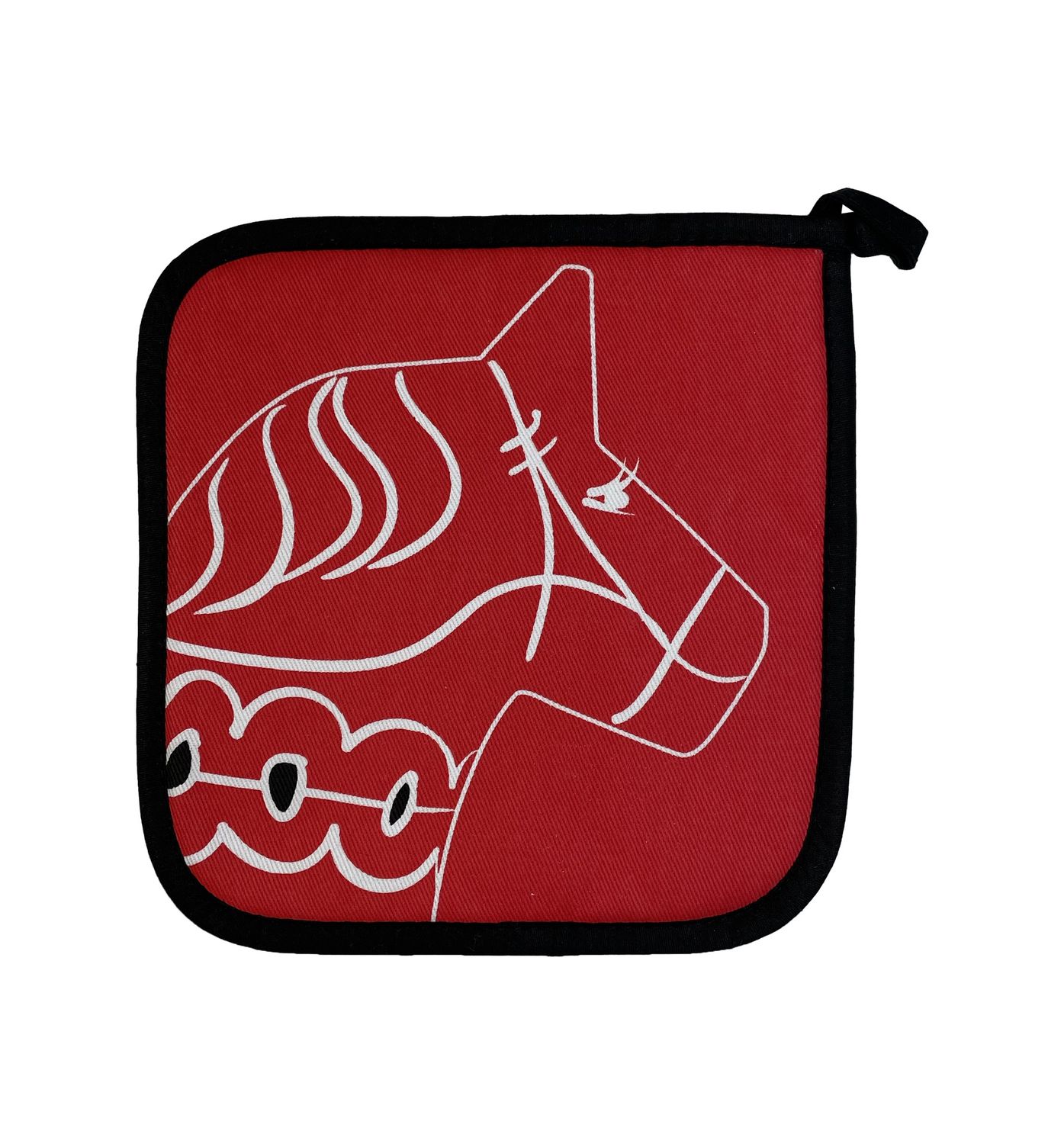 Potholder, Red Dala Contour