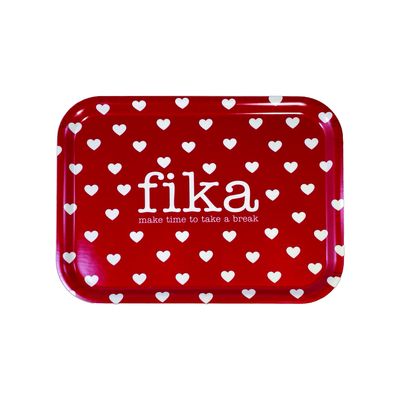 Tray 8 x 11, Fika, red w/hearts